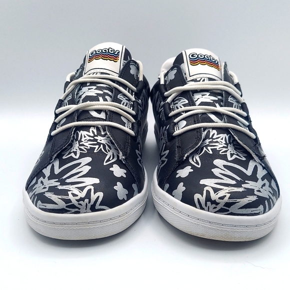 GOATS Leather Upper Sneakers Black Silver Flowers Women's Size 7.5 - Picture 4 of 10